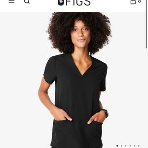 Figs scrubs top black XS